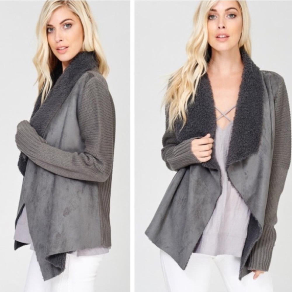 Last 1  L New Gorgeous Shearling Cardi - Picture 3 of 4
